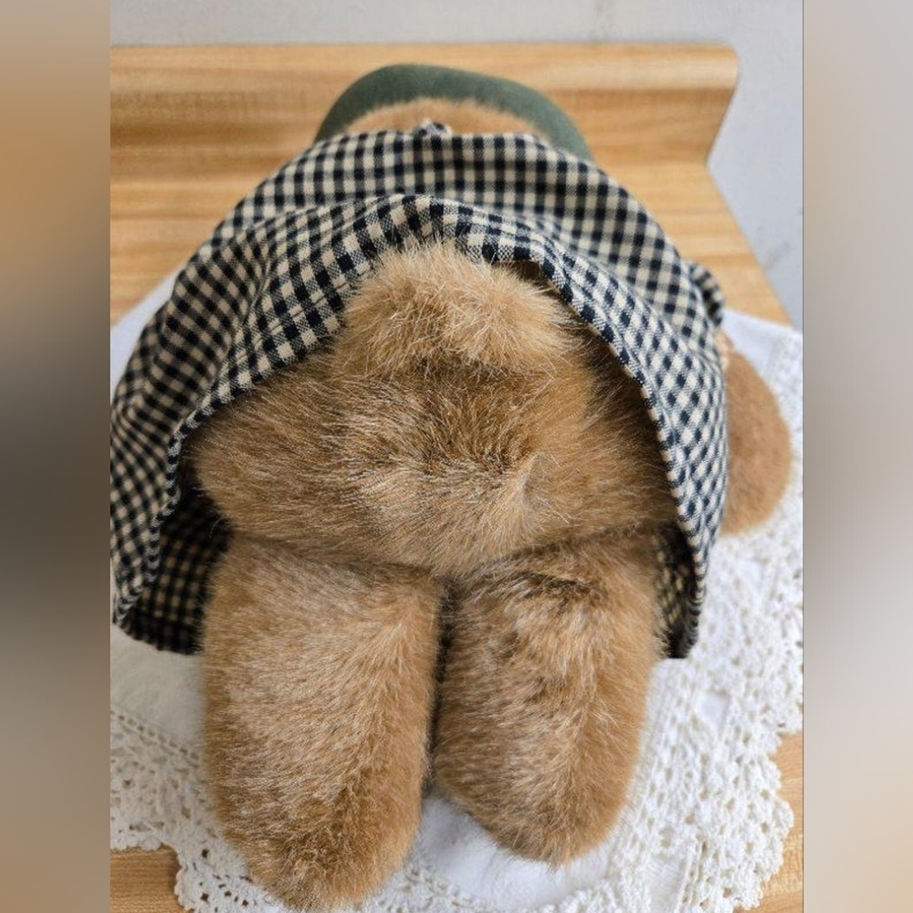 Vtg. Gund Bear Tails lady Ms. Teddy gingham dress, hat, 1985 - Picture 9 of 9